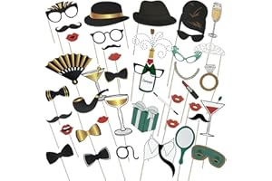 HANIUTTY 40 Stück Foto Requisiten Hochzeit, Party Photo Booth Props Fotobox Requisiten Utensilien Für Fotobox Accessoires Hochzeit Geburtstag für Abschlussball Neujahr Party Zubehör Mischung