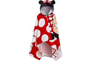 Disney Minnie Mouse Hooded Towel 100% Cotton Girls Poncho Kids Beach Bath Towel Swimming Wrap Changing Robe