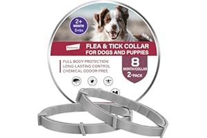 ROAMROVER 2er-Pack Zeckenhalsband für Hunde – Natürliches Ätherisches Öl, Wasserdicht & Verstellbar für Welpen und Hunde ab 8 Wochen, 16 Monate Schutz – Sicher mit Pflanzlichen Inhaltsstoffen