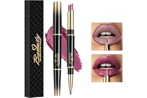 HOUSN 2 in 1 Double-end Lip Liner Pencil Matte Lipstick Pen, Long-lasting Lip Liner Contour Makeup Lipsticks, Non-Stick Cup Not Fade Lip Liner For Girls and Women Gift(01#Violet)