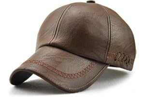 Ueither Uomo Cappellino da Baseball Polo Cappello PU Pelle Regolabili Baseball Berretto Autunno e Inverno