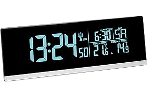 ‎TFA DOSTMANN TFA Dostmann MULTI-COLOR cyfrowy budzik radiowy ze zmianą kolorów i temperaturą zewnętrzną, tworzywo sztuczne, czarny, dł. 225 x szer. 70 x wys. 115 mm