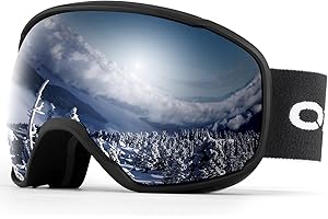 Odoland Maschera da Sci con Telaio per Adulto e Giovani - Grande Lente Sferico, Occhiali da Sci a Doppia Strati con Protezione UV400 e OTG Disign, Maschera da Snowboard con Stile Classico