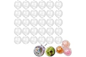Eabdice Pack of 30 DIY Baubles, Transparent Christmas Baubles, Fillable Acrylic Baubles for Decorations, Suitable for Festive Purposes to Decorate the House (Transparent)
