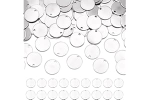 PH PANDAHALL Pandahall - 100 ciondoli rotondi in acciaio inox, 15 x 1 mm, con foro da 1 mm