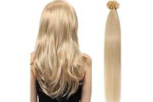Elailite Extension Capelli Veri Cheratina 100 Ciocche di Capelli Naturali Indiani 50g 35cm 100% Remy Human Hair #613 Bleach Blonde