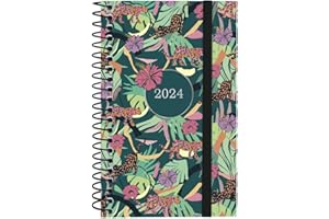 Finocam - Agenda 2024 Espiral Design Collection Semana Vista Horizontal Enero 2024 - Diciembre 2024 (12 meses) Selva Español