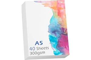 LUFEEMGA A5 x 40 Sheets Watercolour Paper Bulk, 140 lb/300 GSM Natural White Student Grade Watercolour Pad, Cold-Pressed, Art Paper Water Colour Sketchbook for Wet, Dry & Mixed Media