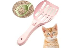 Petopedia Strong Cat Litter Scoop Plastic Cat Litter Shovel Cat Poop Scoop Cat Litter Tray Scoop Handy Sand Sifter Poop Sieve Cleaning Tool Shovel Scoop Cat Scoop (Pink, Small)
