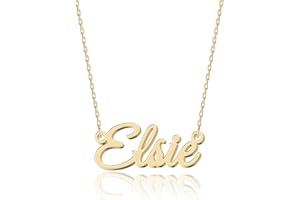 UMAGICBOX Exquisite Personalized Name Necklace|Choose from 14 Font Styles|Customizable 18K Gold Plated Stainless Steel & Sterling Silver Pendant|Unique Gift for Her