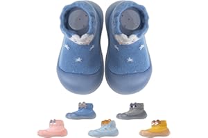 AISPRTS Zapatos de Calcetines Bebé Zapatos Primeros Pasos Antideslizantes Unisex, Lindos Calcetines de Niño de Dibujos Animados con Suela