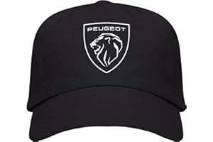 Genérico Black Cap with Peugeot Logo Man, Black/White, One size