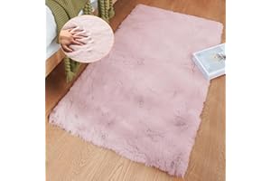 ORINOVA Teppich Schlafzimmer Flauschig Rosa 60x90 cm Fellteppich Kunstfell Teppich Kinderzimmer Wohnzimmer Klein Weich Deko Waschbar Rechteckig