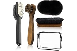 DERJDISF Cepillo Zapatos - Kit de Limpieza de Zapatos de 5 Piezas, Cepillo Limpiador de Zapatillas, Cepillo de Botas para Gamuza y Nobuk, Limpieza Profunda y Suave, Restauración de Cuero.