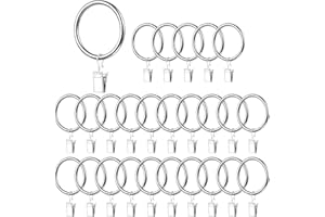 OUYANKA 30 Stück Gardinenringe mit Clips 25 mm Innendurchmesser Vorhangringe Metall Vorhang Clips Duschvorhang Metallklammern für Gardinen Vorhänge Gardinenstangen Stange