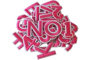 GUYI GYGYL 72 toppe termoadesive con lettere e numeri, rosa, lettere dell'alfabeto dalla A alla Z, numeri 0-9, per vestiti, cappelli, calze, jeans, accessori fai da te