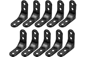 NETSPOWER 10Pcs Équerre de Coin 50x50mm Équerre D'assemblage Angle Droit Support Équerre de Fixation Metal 90 Degrés Support De Coin en Forme de L Équerre Étagère pour étagère en bois Armoire Chaise Table, Noir