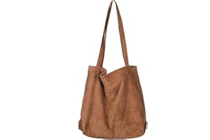 Etercycle Umhängetasche Damen Grosse Kapazität Cord Schultertasche Retro Handtasche für Alltag, Büro, Schulausflug und Einkauf (Braun)