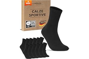 sockenkauf24 Calze Sportive Uomo Calzini Tennis 6 Paia Spugna Rinforzati Crew Socks