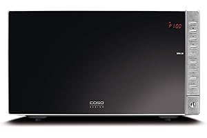 CASO SMG 20 Mikrowelle mit Grill, 800 W Mikrowelle, 1000 W Grill, 20 L Garraum, Edelstahl-Innenraum, Spiegelglasfront, 8 Kochprogramme, 2 Auftauprogramme, 2 Kombiprogramme, Glasdrehteller, Grillrost