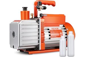 VEVOR Pompe à Vide rotative à palettes 141 L/Min, Pompe à Vide de climatisation à 2 étages, 375 W, 6,35 mm et 9,5 mm SAE mâle,12,7 mm Acme mâle entrée, pour réparation CVC, Entretien de réfrigération