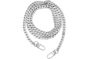 HUIANER Purse Chain with Buckles DIY Handbag Strap Shoulder Bag 120cm Long Metal Accessory Replacement Chain Strap (Silver)