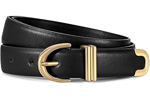 JasGood Damski skórzany pasek do dżinsów, spodnie z modną złotą klamrą, damski pasek w talii