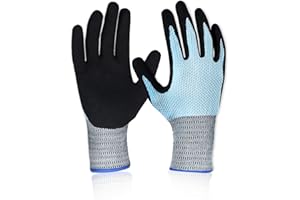 HPHST Rękawice robocze dla mężczyzn i kobiet, antypoślizgowe rękawice robocze, rękawice ogrodowe z powłoką lateksową, uczucie lodu, wzór plastra miodu, odporne na przecięcie rękawice montażowe, 3 pary, rozmiar 9/L