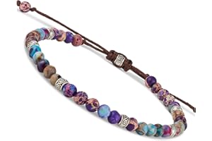 BENAVA Damen Yoga Armband Jaspis Edelstein Perlen mit Infinity Perlen Bunt | Edelstein Armband Meditation | 16-24 cm