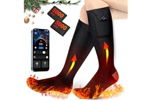LOTTSALL Calze riscaldabili per uomo e donna, calze riscaldate con APP-4 livelli di regolazione della temperatura 80℃, 8 ore di lavoro con indicatore di potenza, calze termiche per campeggio invernale, caccia,