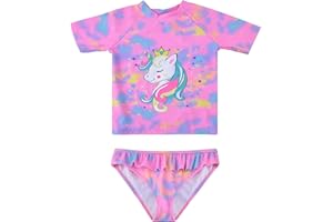 POWER FLOWER Maillot de Bain Filles 2 Pieces Bikini Maillot de Bain Maillots Deux Pièces Fille Ébouriffer pour Les Tout-Petits de 4 à 16 Ans