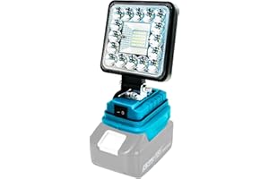 WAKKAPEINT Akku Lampe Für Makita 18v, 48W 3800LM Led Arbeitsleuchte, Led Strahler Tragbares Flutlichter Baustellen Lampe,Akku Scheinwerfer mit USB Für Camping, Autoreparaturen, Notfall