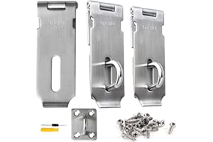 NOTHER xianzhanEU 3 PCS Edelstahl Haspe,Sicherheits Überfalle Vorrichtung für Tür Fenster Schrank Haustierkäfig Kisten,mit 27 × Universalschrauben + 1 × Schraubendreher