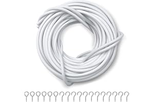 Dikots Net Curtain Wire and Hooks Set - 20M Curtain wire kit includes 40 Eyes & 40 Hooks - A Multipurpose Wire