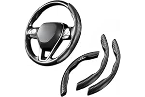 TECHVIZRS Kohlefaserlede Segmentierter Lenkradschutz, 3 Stück Autolenkradbezug Modisch Segmentierte Auto Lenkradschutz, Anti Rutsch Bequem Universal Atmungsaktiv Lenkradhülle(Schwarz)