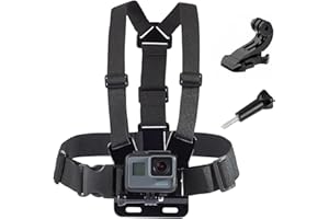 micros2u Action Camera Adjustable Chest Strap Harness Mount with J Hook Adapter. Compatible with Gopro Hero 13 12 11 10 9 8 7 6 5 4 3 / DJI, AKASO, Apeman, Apexcam & Most Action Cameras