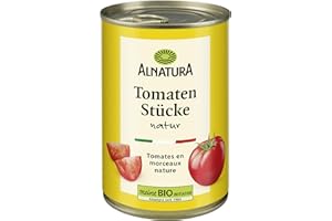 Alnatura Bio Tomatenstücke Natur, 1 x 400 g, Abtropfgewicht 1 x 240 g