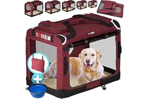 CADOCAŽ Cage de Transport L Rouge pour Animaux Chien Chat Rongeur Respirant Pliable Sac de Transport Matelas Douillet