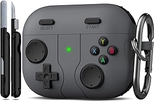 R-fun per AirPods Pro 3 con kit di pulizia, design classico per console di gioco portatile, Silicone pelle morbida compatibile con cover Apple AirPods Pro 3, custodia di ricarica, Nero