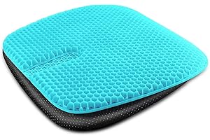 Mycketop Gel Seat Cushion, Thick, Large, Breathable for Long Sitting Comfort, Pressure Relief for Back, Hip, Sciatica, Non-Slip, Washable Cover, Ideal for Office Chair, Car, Wheelchair, Home, Gaming