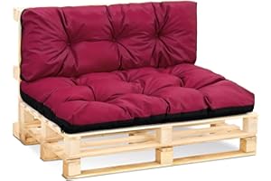 Amazinggirl Cojines para palets Exterior 120x40 cm - Cojín por Palet o Cojin jardín por Banco terraza balcón y Patio Almohada para Asiento en Jardin 120 x 40 Burdeos