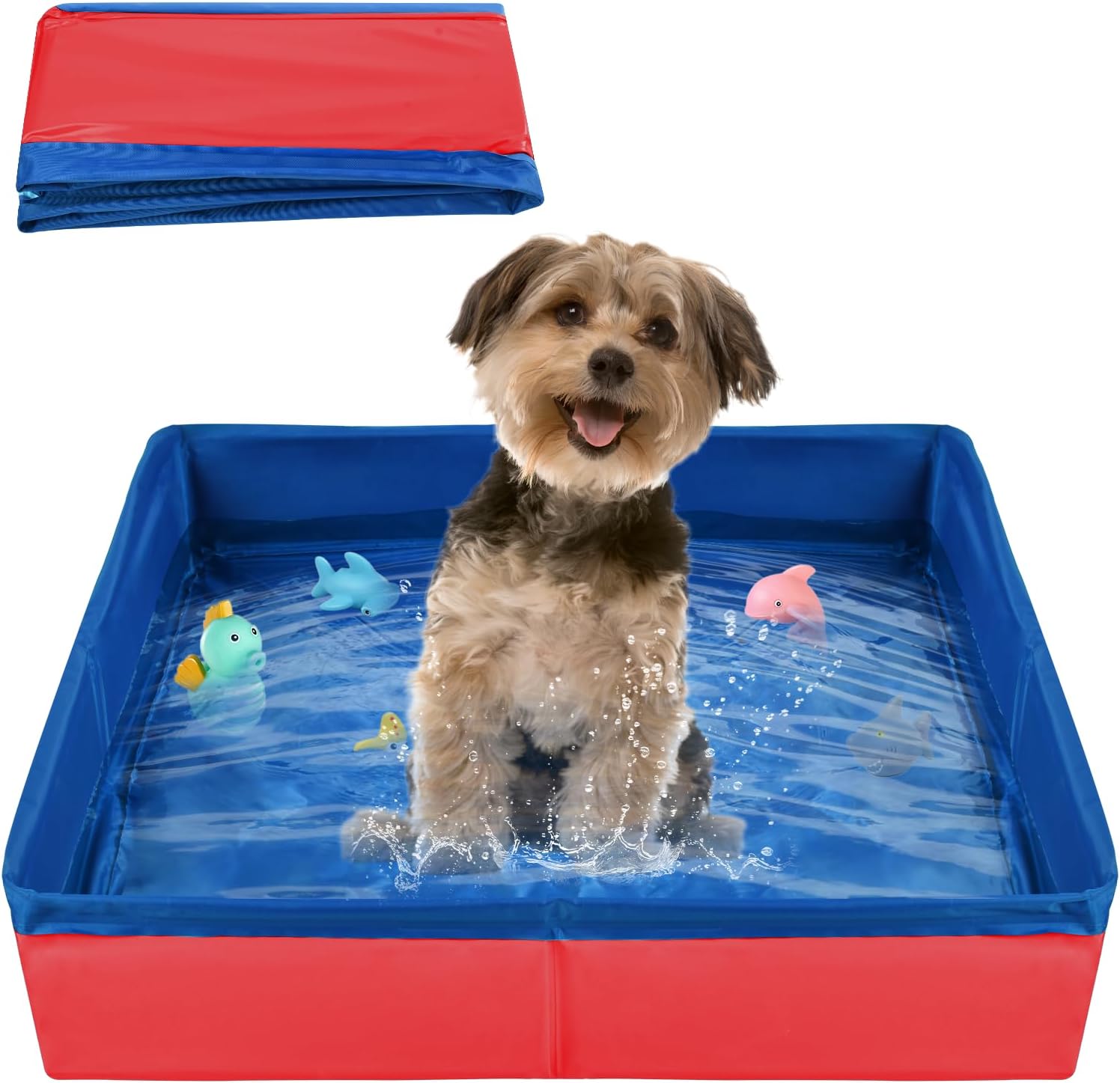 LQTSLFM Piscina Gatos, Piscina Perros y Gatos, Piscinas Plegable Gatos, Piscinas para Animal, Piscin para Gatos &Perros Pueden Jugar en el Agua, Bañarse y Descansar (50x10cm-RojoB)