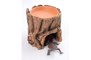 Glowup 2-in-1-Reptilienversteckhöhle mit Abnehmbarer Feuchtigkeitsschale, Feuchtigkeitsspeichernde Reptilienversteck Lebensraum-Dekorationszubehör für Leopardgecko Eidechsen Schlangen Schildkröten