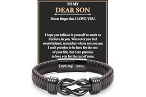 EYQV Gifts for Dad Husband Boyfriend Brother Son, Engraved Leather Bracelet Gifts for Nephew Grandson, Birthday Gifts Valentines Gifts Christmas Gifts for Men Teenage Boys