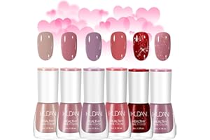 OKAQEE Pink Nail Polish Set - 6Pcs Quick Dry & Long Lasting Nude Varnish - Non-Toxic Holographic Paint - No UV Needed for DIY at Home - Teenage Girls (Pink Beauty)
