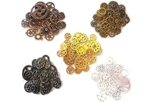 BODOSAC Awtlife 300 Gram Assorted Vintage Antique Steampunk Gears Charms Reloj Rueda dentada Sets 5 Color
