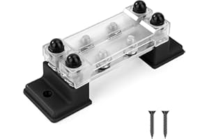 GUNGY Blocco di Distribuzione dell'alimentazione 12V-48V DC Busbar 150A Morsettiera di Alimentazione 2 Vie Segmentato con 8 x M6 Terminale per Auto Camper Barca Nero