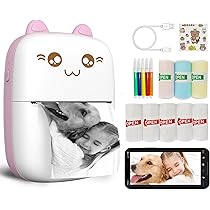 Mini Printer Portable, Inkless Sticker Printer With 8 Rolls Paper
