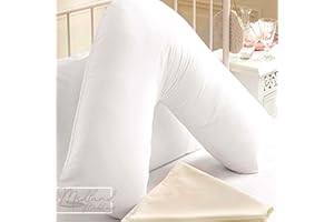 Midland Bedding V Shape Pillows Orthopaedic Hollow Fibre | Anti Allergy Back & Neck Support Nursing Pregnancy Pillow| 1x