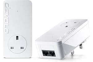 Devolo Dlan 550 Duo+ Powerline Starter Kit (500 Mbps, 2 X Plc Homeplug Adapters, 2 X Lan Ports, Pass Through, Internet Signal Booster, Ethernet Access Over Power Line)